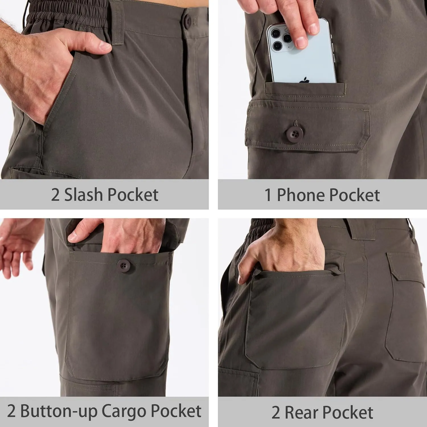 LOOGU Camo Hunting Pants for Men Water-Resistant Quiet & Matte Turkey Hunting Camo Pants for Men with 6 Pockets