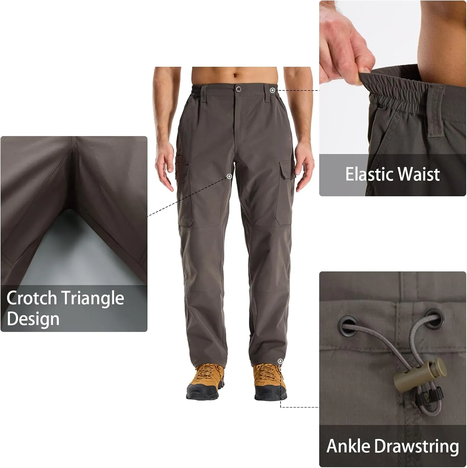 LOOGU Camo Hunting Pants for Men Water-Resistant Quiet & Matte Turkey Hunting Camo Pants for Men with 6 Pockets