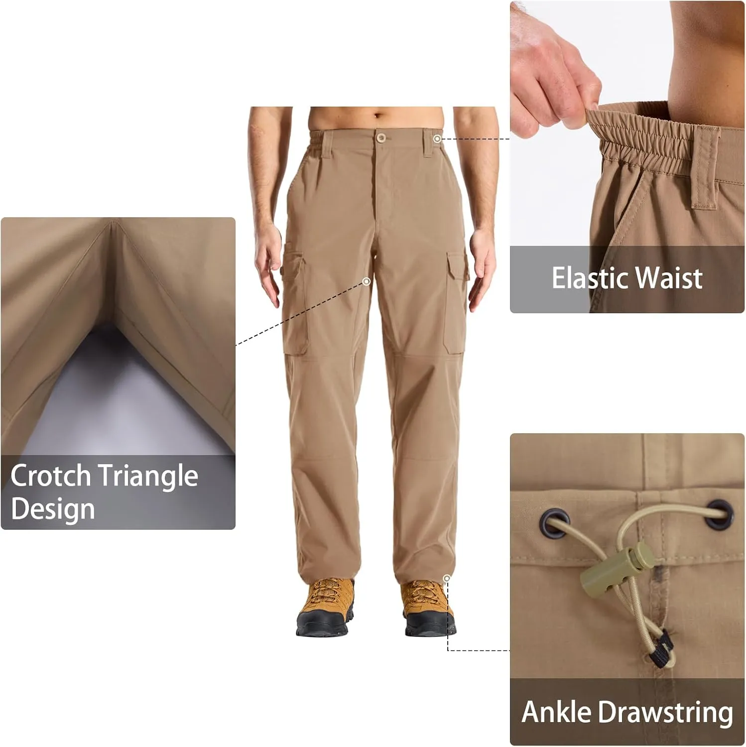 LOOGU Camo Hunting Pants for Men Water-Resistant Quiet & Matte Turkey Hunting Camo Pants for Men with 6 Pockets