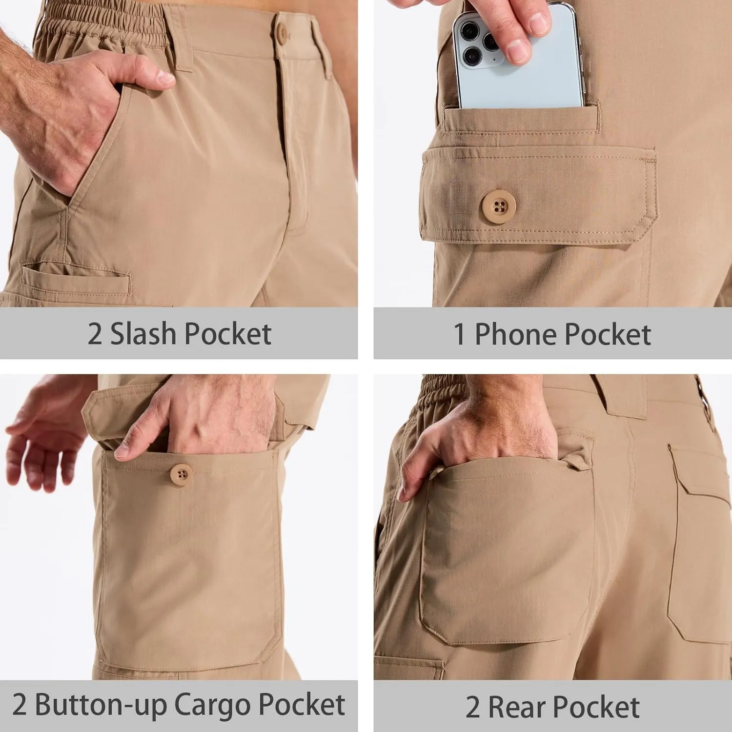 LOOGU Camo Hunting Pants for Men Water-Resistant Quiet & Matte Turkey Hunting Camo Pants for Men with 6 Pockets