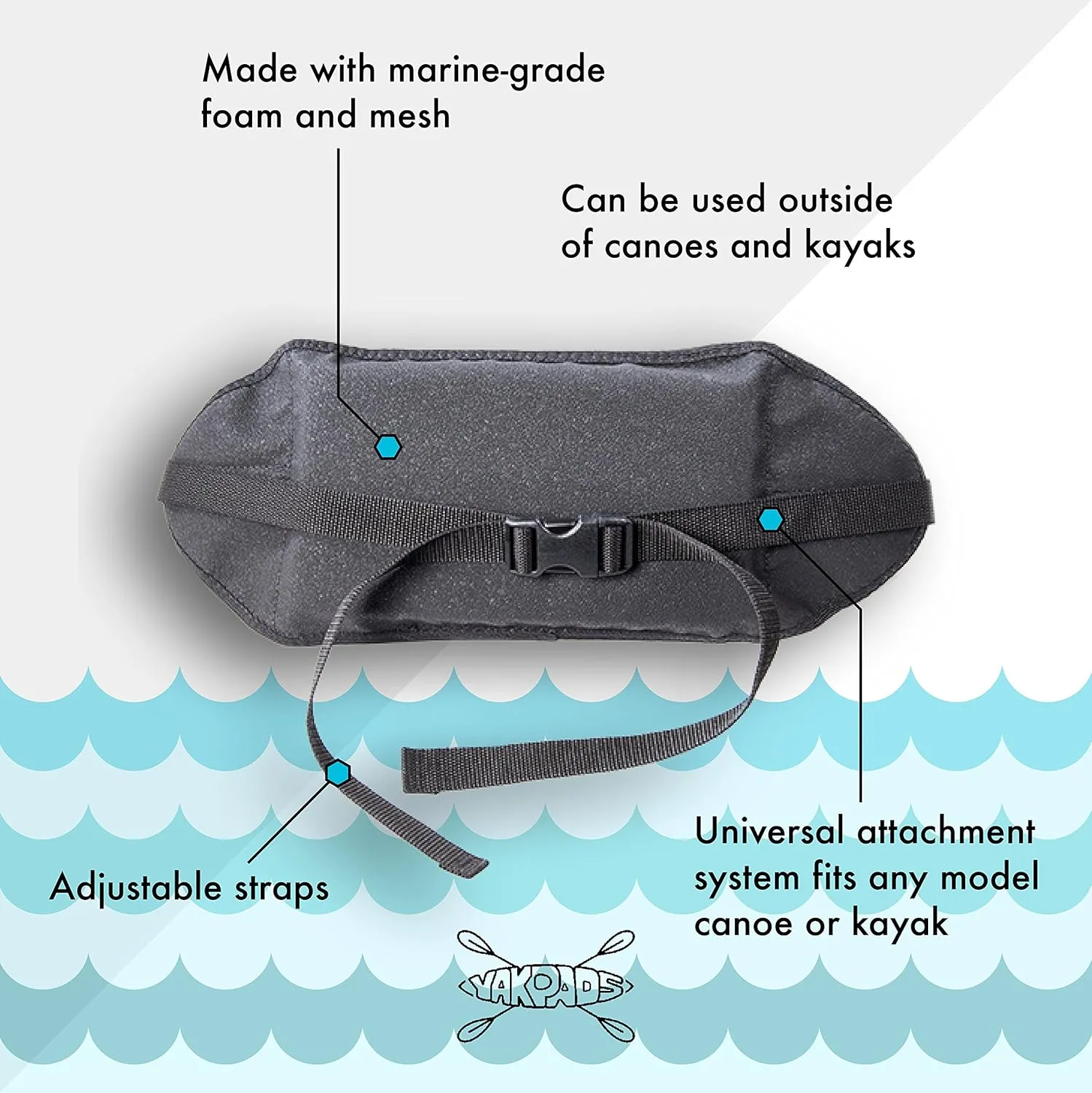 Lumbar Cushioned Seat Pad, Gel Seat Pad for Kayaks, Portable Seat Cushion for Outdoor Watersports and Recreation - Cascade Creek (Lumbar)