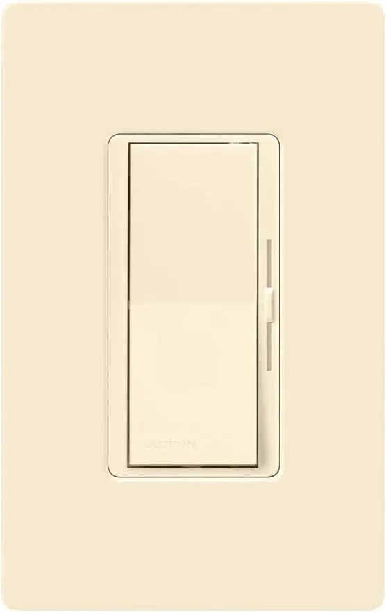 Lutron Diva LED  Dimmer for Dimmable LED, Halogen and Incandescent Bulbs with Wallplate | 150W/Single-Pole or 3-Way | DVWCL-153PH-LA | Light Almond