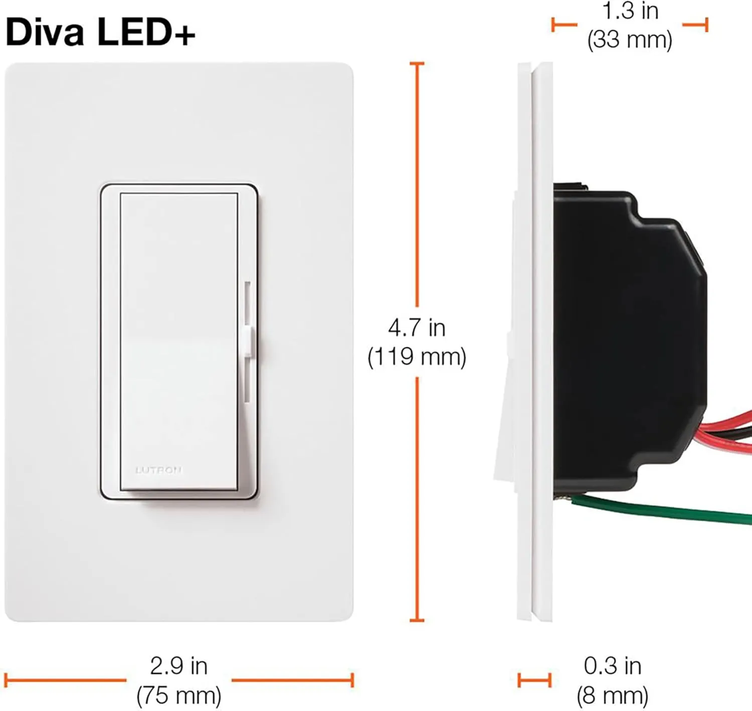 Lutron Diva LED  Dimmer Switch for Dimmable LED, Halogen and Incandescent Bulbs, 150 Watt, Single-Pole or 3-Way, DVCL-153P-GR, Gray