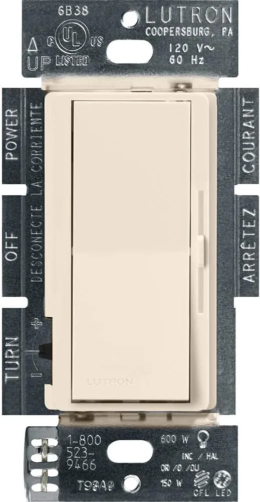 Lutron Diva LED  Dimmer Switch for Dimmable LED, Halogen and Incandescent Bulbs, 150 Watt, Single-Pole or 3-Way, DVCL-153P-LA, Light Almond