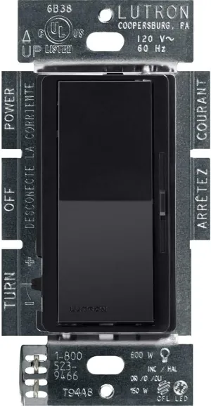 Lutron Diva LED  Dimmer Switch for Dimmable LED, Halogen and Incandescent Bulbs, 150 Watt, Single-Pole or 3-Way, DVCL-153PH-BL, Black