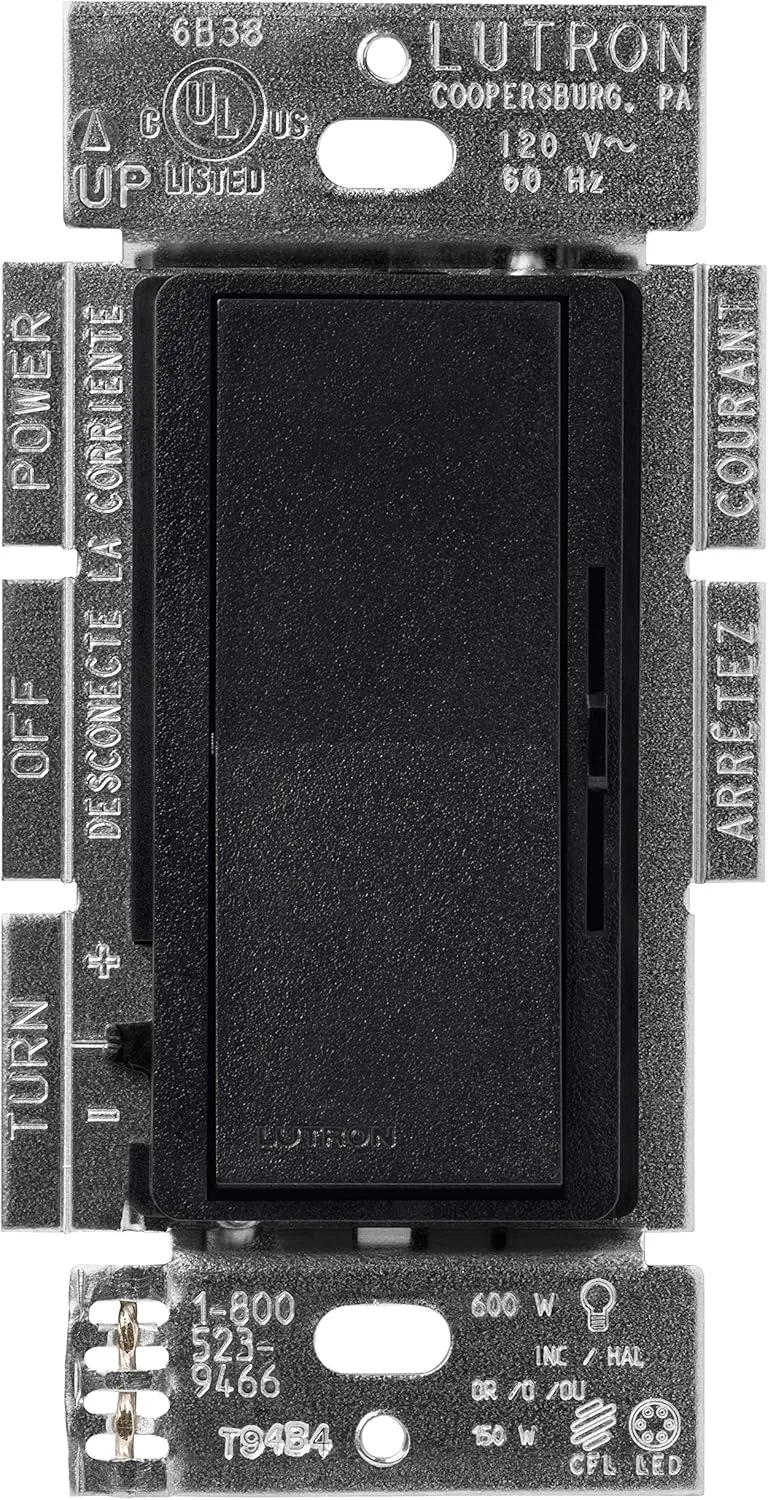 Lutron Diva LED  Dimmer Switch for Dimmable LED, Halogen and Incandescent Bulbs, 150W/Single-Pole or 3-Way, DVSCCL-153P-MN, Midnight