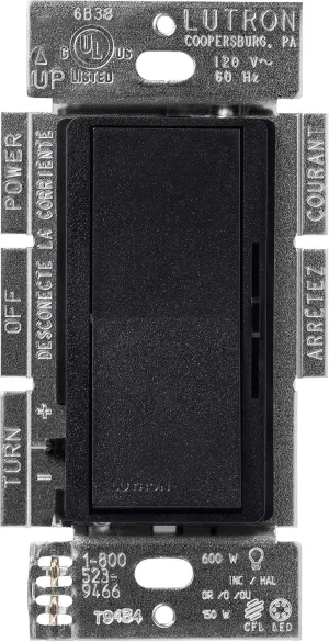 Lutron Diva LED  Dimmer Switch for Dimmable LED, Halogen and Incandescent Bulbs, 150W/Single-Pole or 3-Way, DVSCCL-153P-MN, Midnight