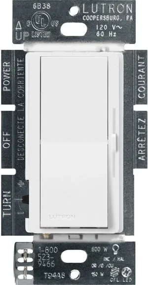 Lutron Diva LED  Dimmer Switch for Dimmable LED, Halogen and Incandescent Bulbs, 150W/Single-Pole or 3-Way, DVSCCL-153P-SW, Snow