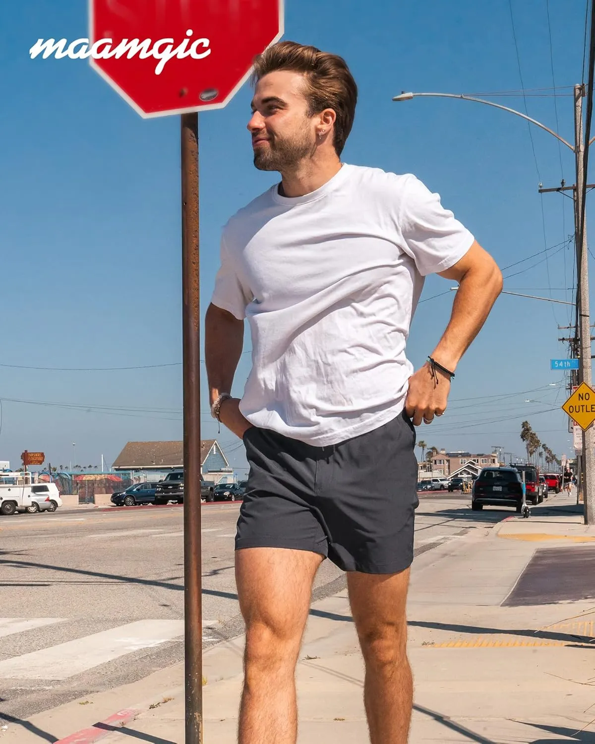maamgic Men's 5/7 Inch Casual Classic Fit Shorts with Multi-Pocket Quick Dry Sports Shorts