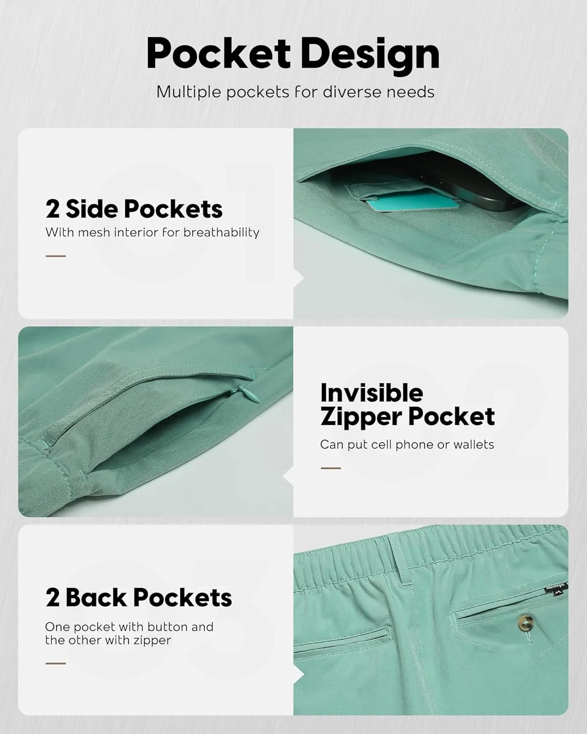maamgic Men's 5/7 Inch Casual Classic Fit Shorts with Multi-Pocket Quick Dry Sports Shorts