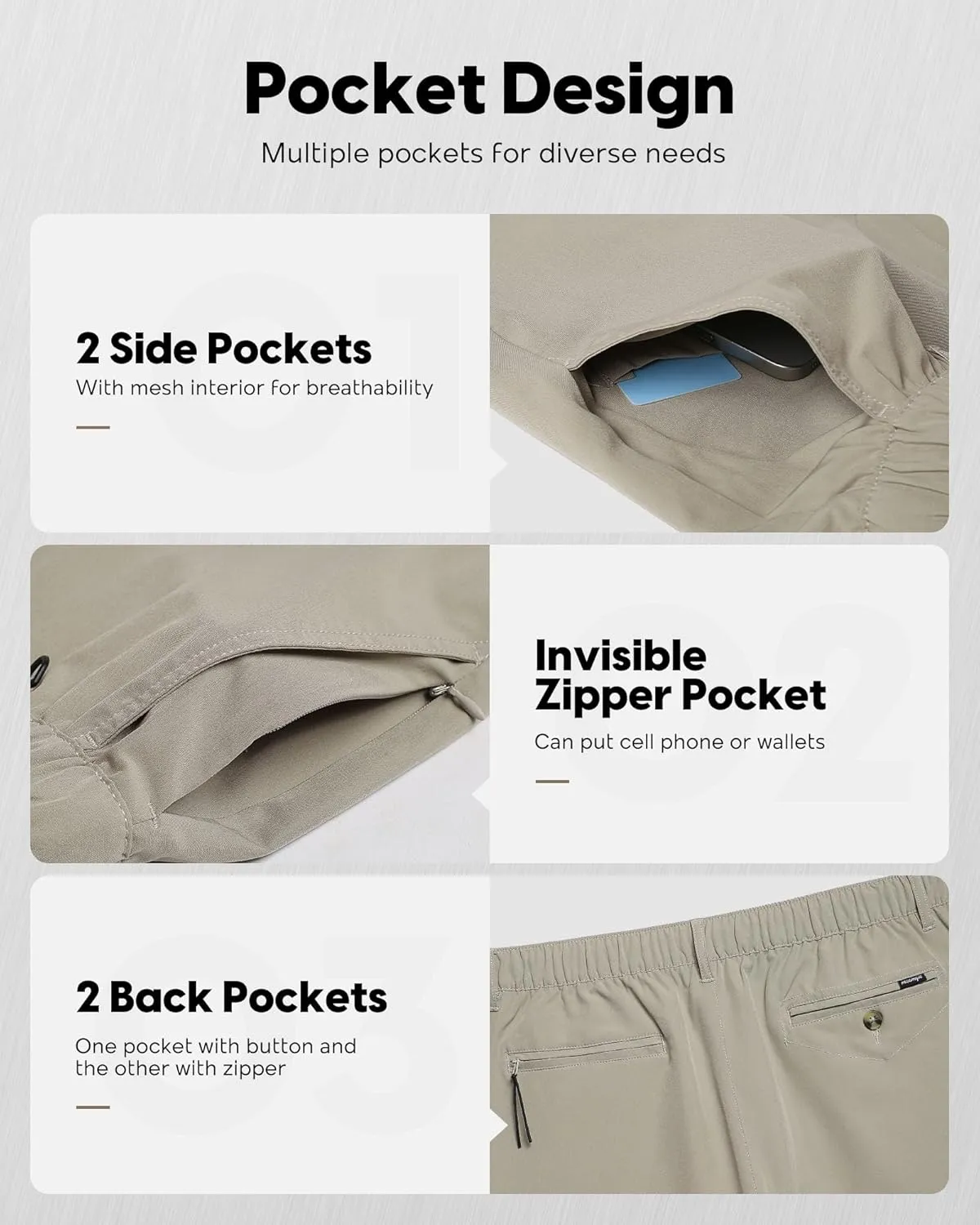 maamgic Men's 5/7 Inch Casual Classic Fit Shorts with Multi-Pocket Quick Dry Sports Shorts