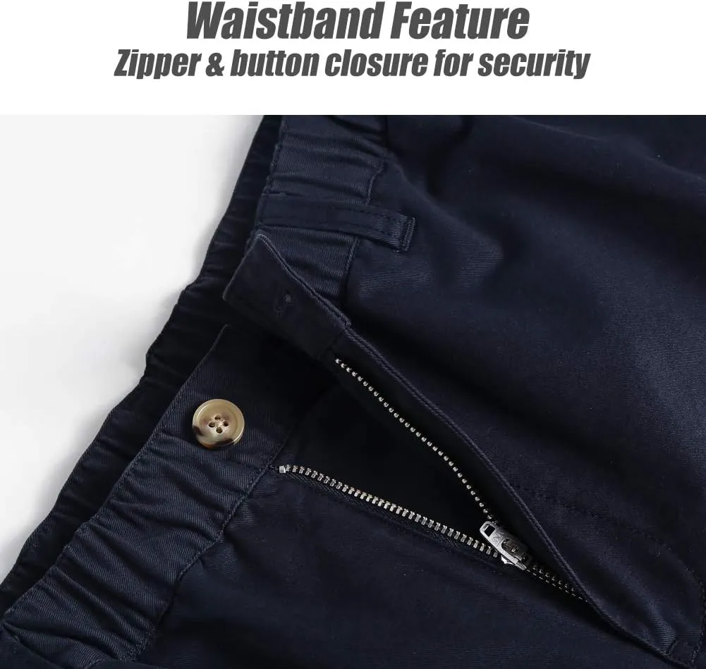 maamgic Men's Classic-fit 5.5" Cotton Casual Shorts Elastic Waistband with Multi-Pocket Daily Wear Walking Summer Outfit