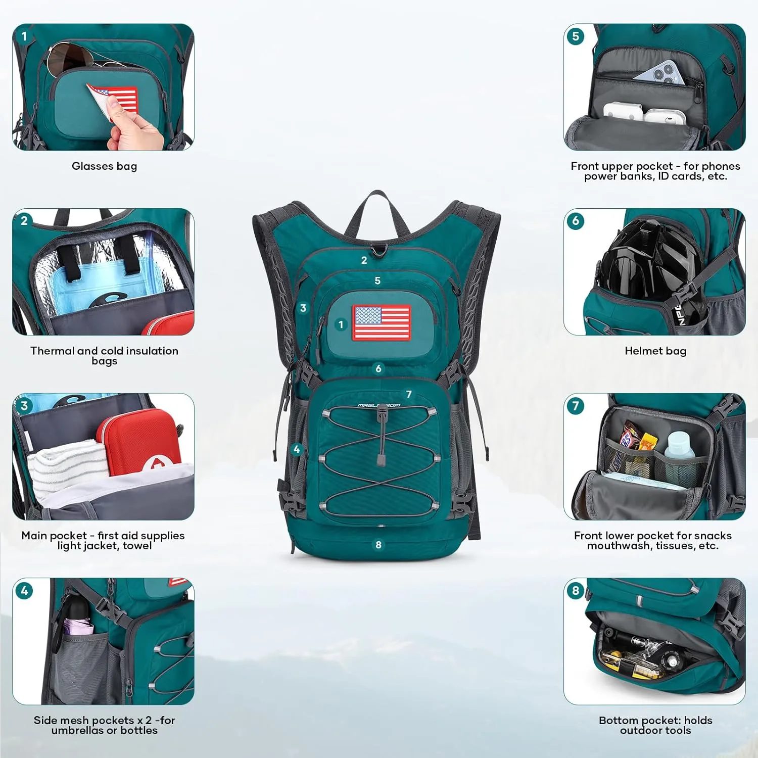 Maelstrom Hydration Backpack, Hiking Backpack with 2L/3L Water Bladder, High Flow Bite Valve Water Backpack Lightweight