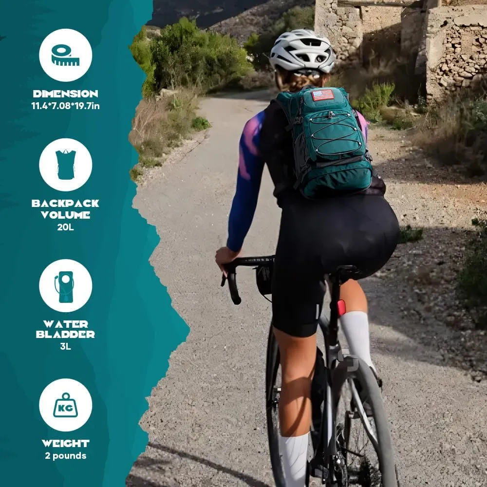 Maelstrom Hydration Backpack, Hiking Backpack with 2L/3L Water Bladder, High Flow Bite Valve Water Backpack Lightweight
