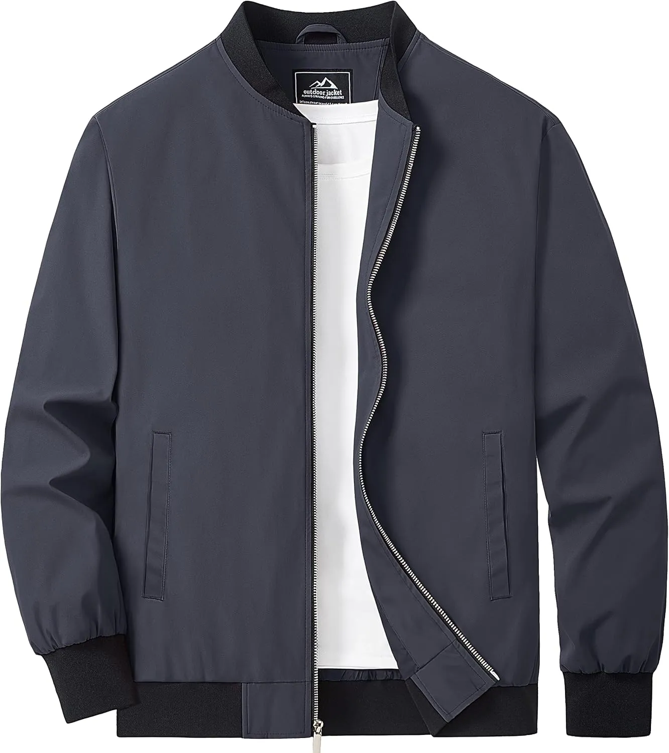 MAGCOMSEN Men's Bomber Jacket Lightweight Casual Zip Up Windbreaker Spring Fall Golf Coat with Pockets
