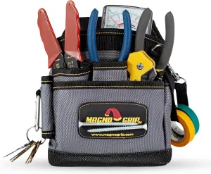 MagnoGrip 9-Pocket Magnetic Tool Pouch – Heavy-Duty 1680D Ballistic Polyester, Durable and Water-Resistant Tool Belt Pouch with Magnetic Storage for Carpenters, Electricians & DIY Enthusiasts - Black.