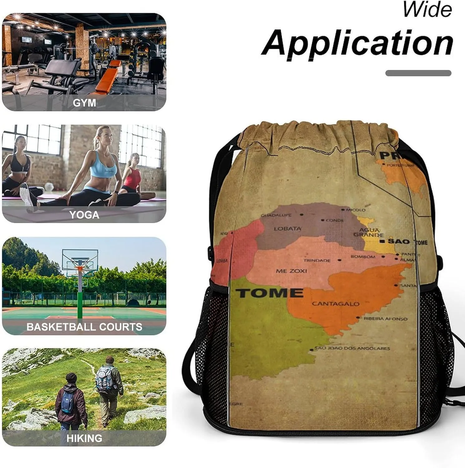 Map of South Africa Storage Bag Drawstring Sports Pocket Backpack, Shoe Bags, Multi-Function Bags
