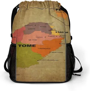 Map of South Africa Storage Bag Drawstring Sports Pocket Backpack, Shoe Bags, Multi-Function Bags
