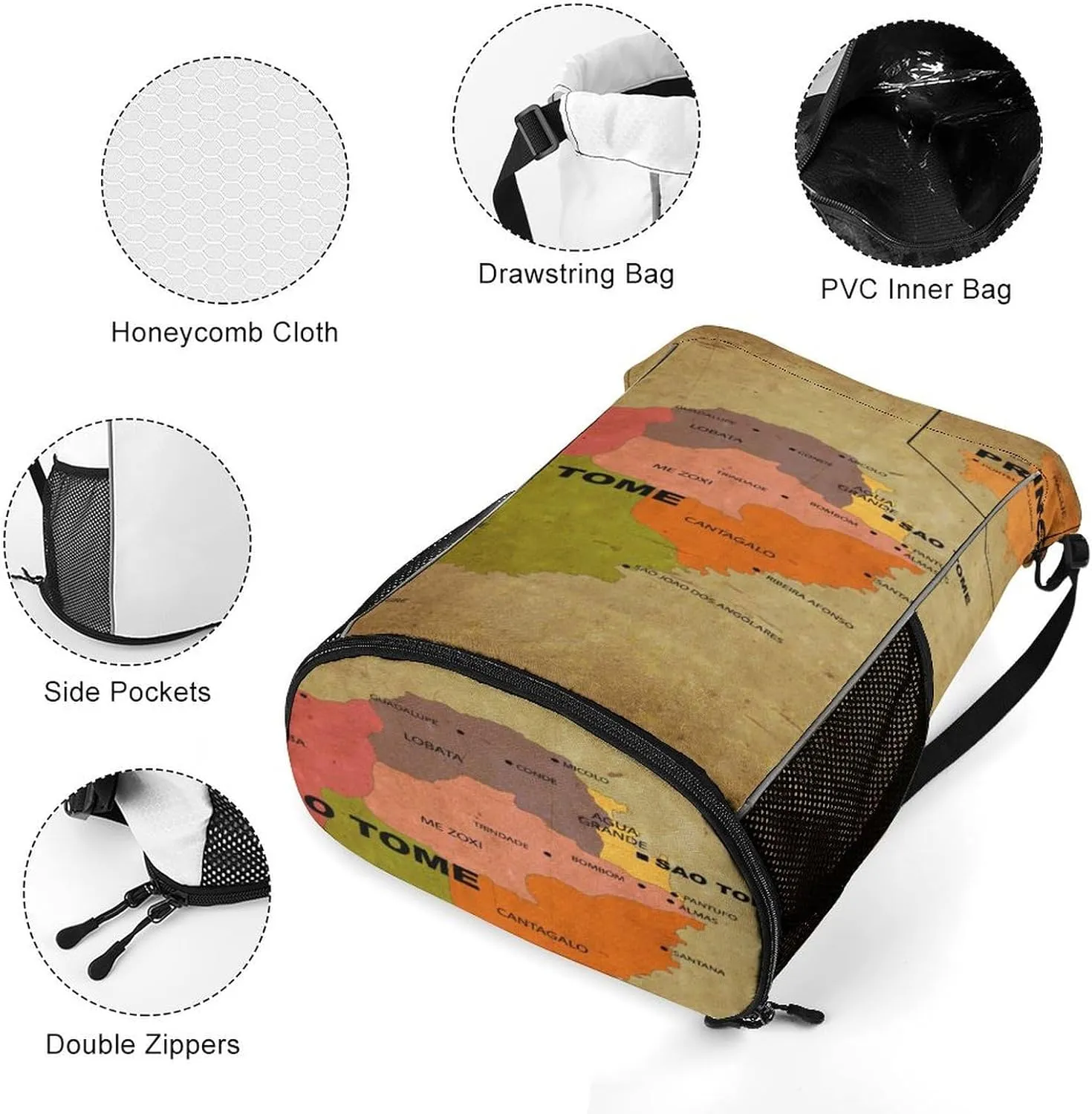 Map of South Africa Storage Bag Drawstring Sports Pocket Backpack, Shoe Bags, Multi-Function Bags