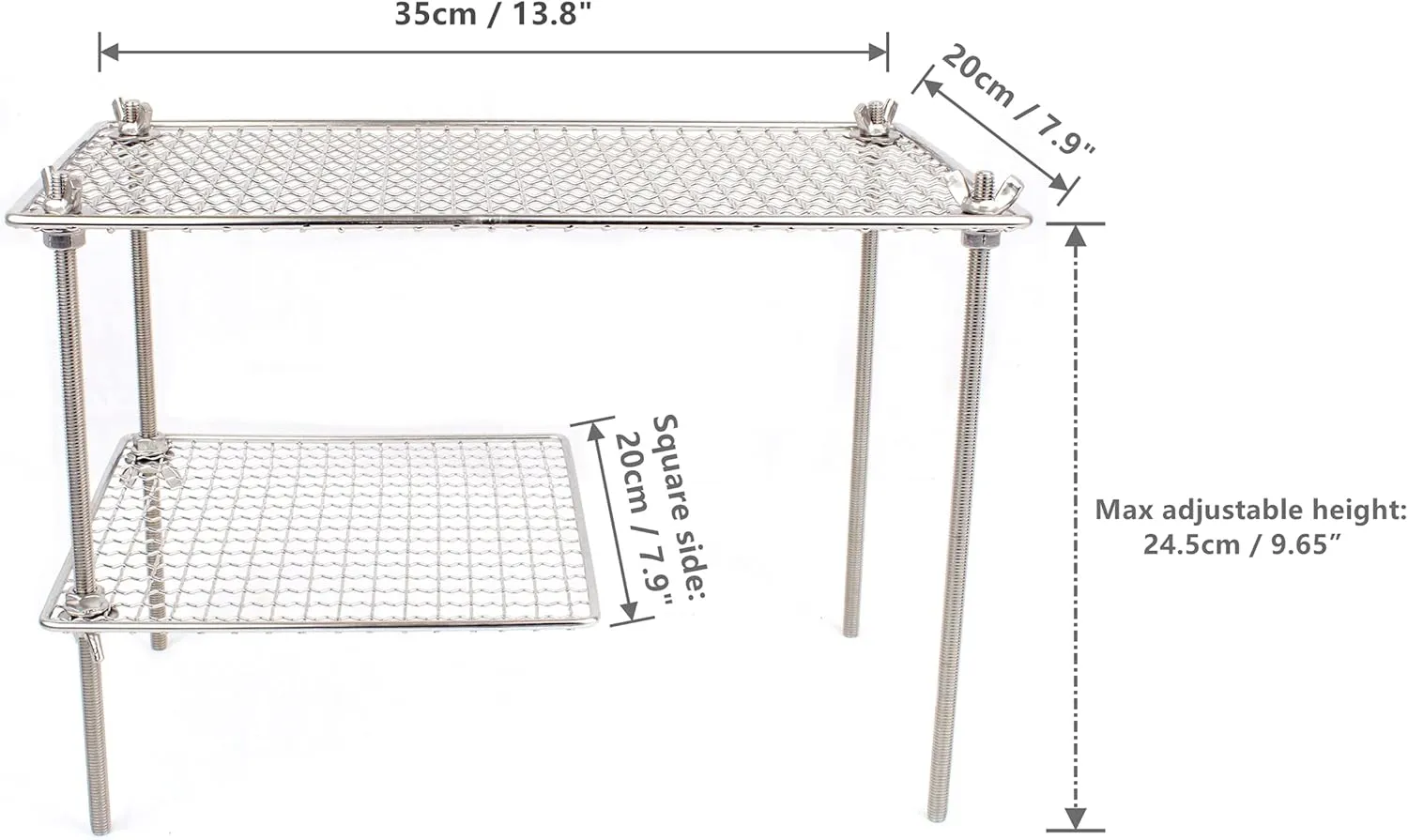 Mastiff Gears® Bushcraft Grill Grate, Multi-Use 3D Welded 304 (18/8) Stainless Steel High Strength Mesh Campfire Grill, FDA Compliant, for Camping, Backpacking, Hunting & Fishing (Over Fire)