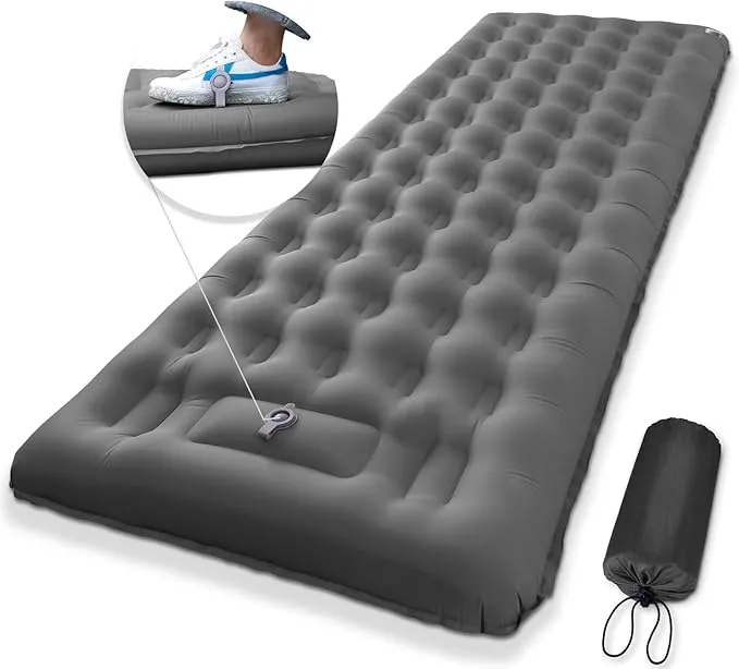 MEETPEAK Extra Thick 5 inch Inflatable Sleeping Pad for Camping, Ultralight Compact Sleeping Mat Built-in Foot Pump for Hiking Backpacking Traveling, Portable Camping Air Mattress