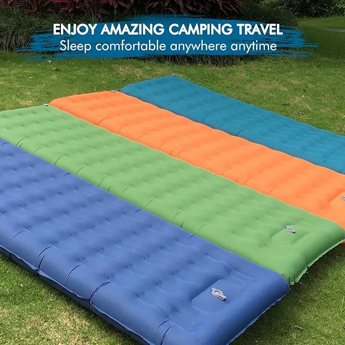 MEETPEAK Extra Thick 5 inch Inflatable Sleeping Pad for Camping, Ultralight Compact Sleeping Mat Built-in Foot Pump for Hiking Backpacking Traveling, Portable Camping Air Mattress