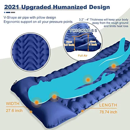 MEETPEAK Extra Thickness 4 Inch Inflatable Camping Sleeping Mat