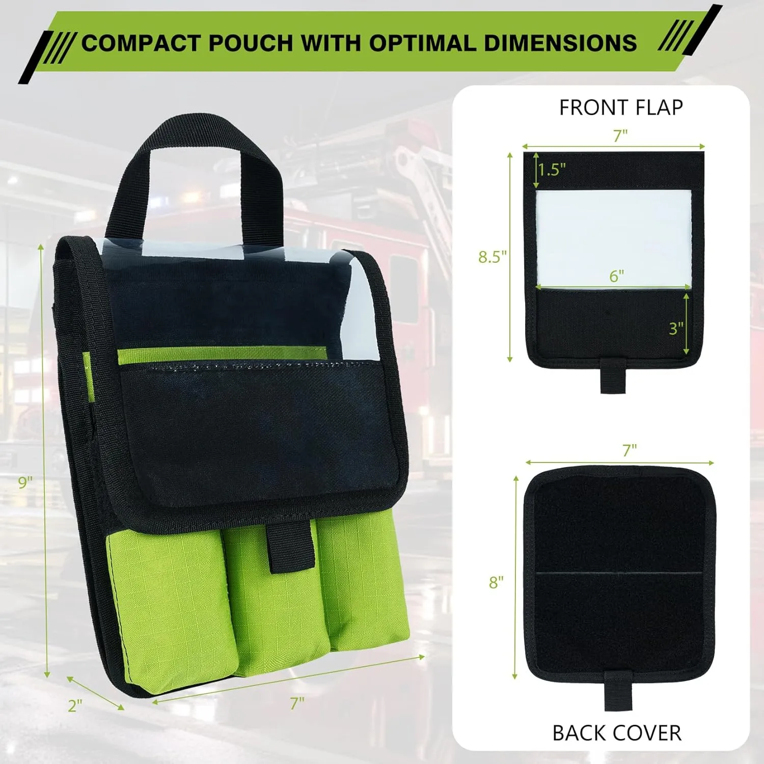 MELOTOUGH 7-Pocket Firefighter Tool Pouch with Carry Handle and Flap, Fits in Bunker Gear Pocket, Tool Organizer