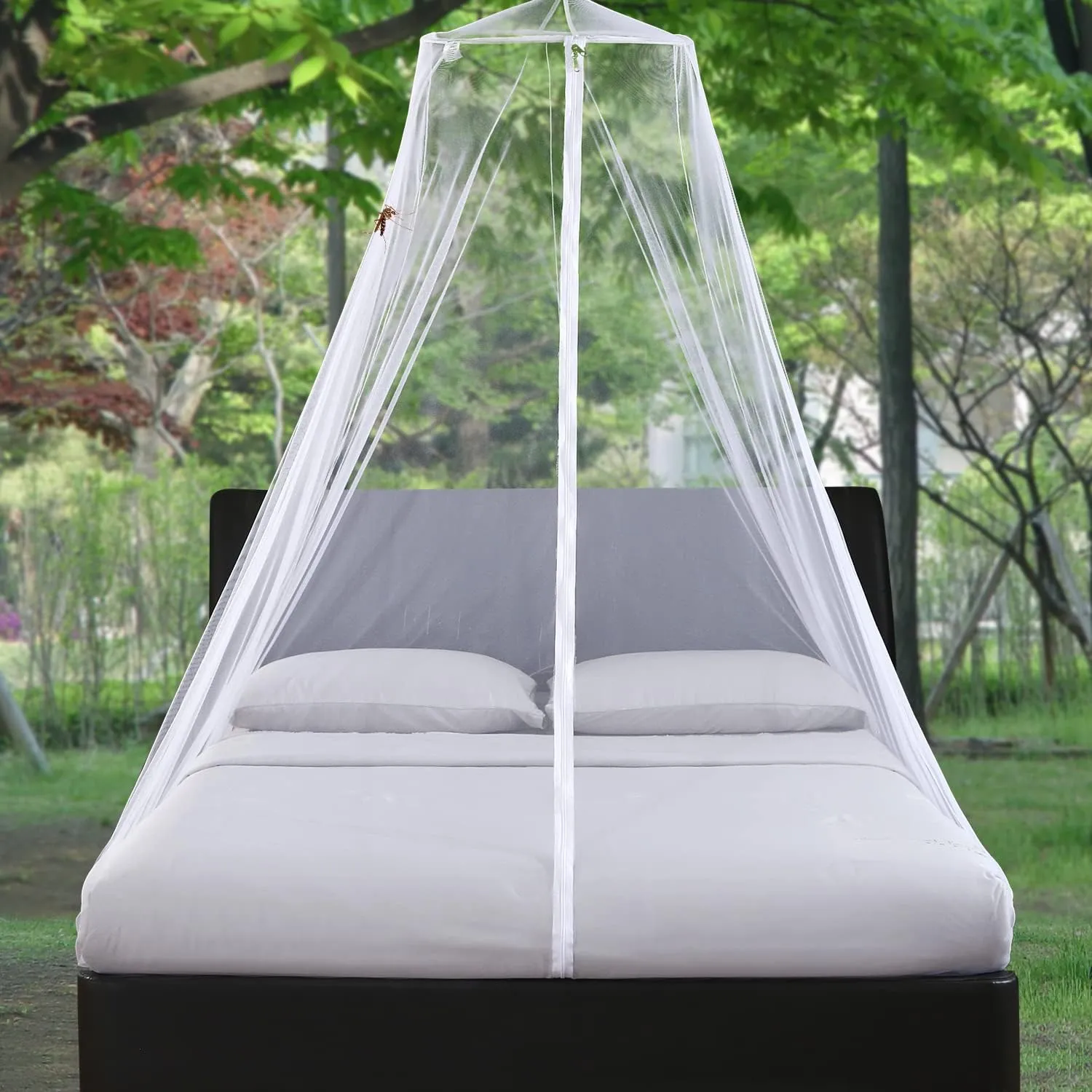 Mengersi Mosquito Net Bed Canopy with Zipper,Extra Large Universal Mosquito Neting for Bed Single-King Size Camping Travel,Quick Easy Installation,White