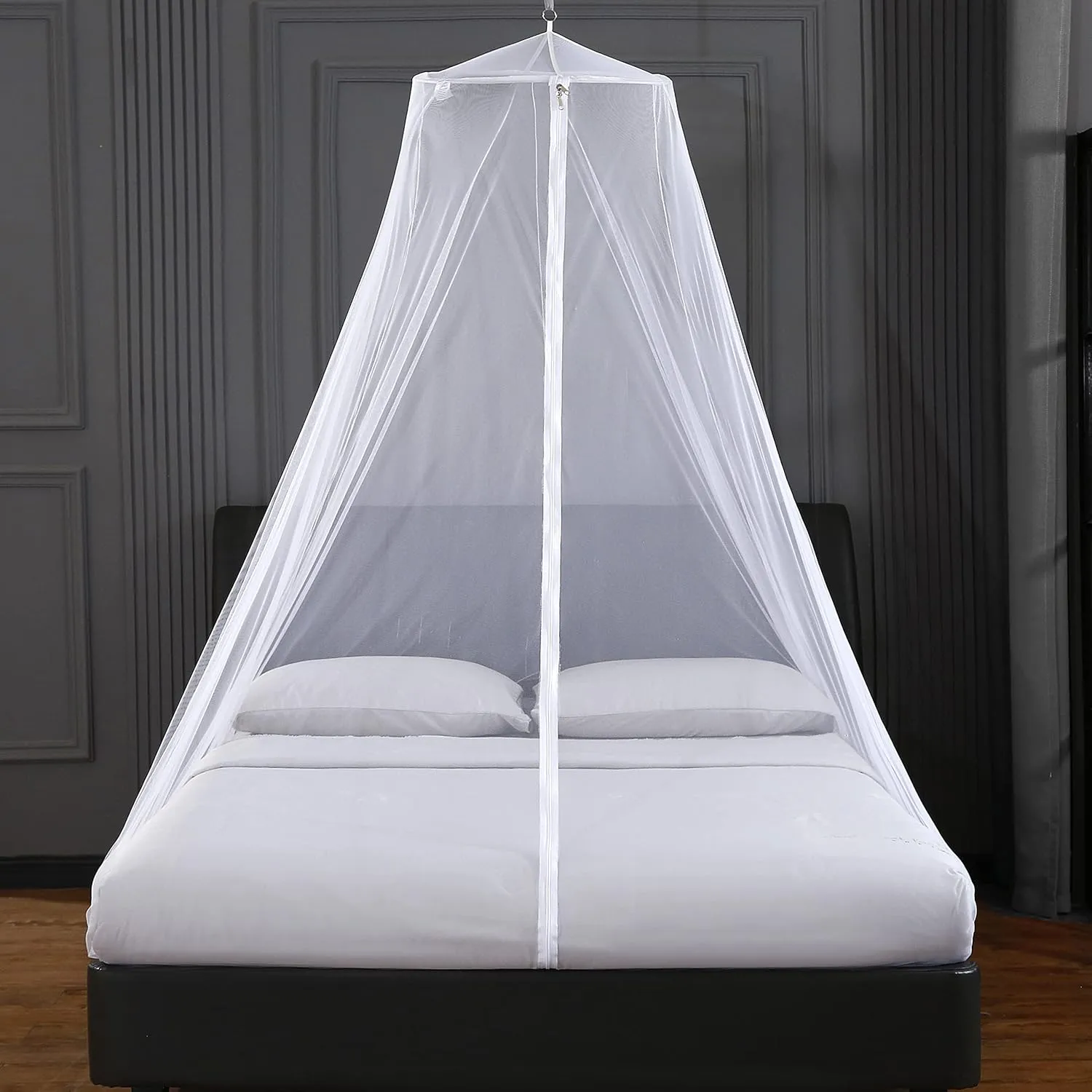 Mengersi Mosquito Net Bed Canopy with Zipper,Extra Large Universal Mosquito Neting for Bed Single-King Size Camping Travel,Quick Easy Installation,White