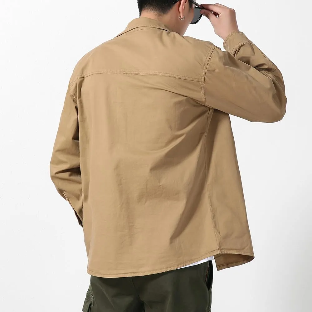 Men's Button Down Work Shirts Relaxed Fit Cotton Multi Pockets Long Sleeves Shirts