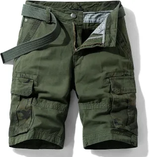 Men's Camo Cargo Shorts Relaxed Fit Multi-Pocket Outdoor Camouflage Cargo Shorts Cotton Belt not Included