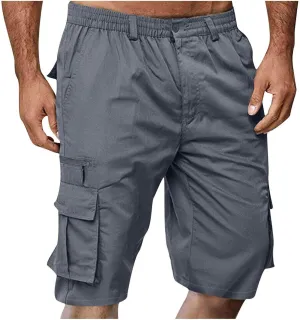 Men's Cargo Shorts Multi Pocket Outdoor Adventure Casual Elastic Waistband Breathable Summer Travel Shorts
