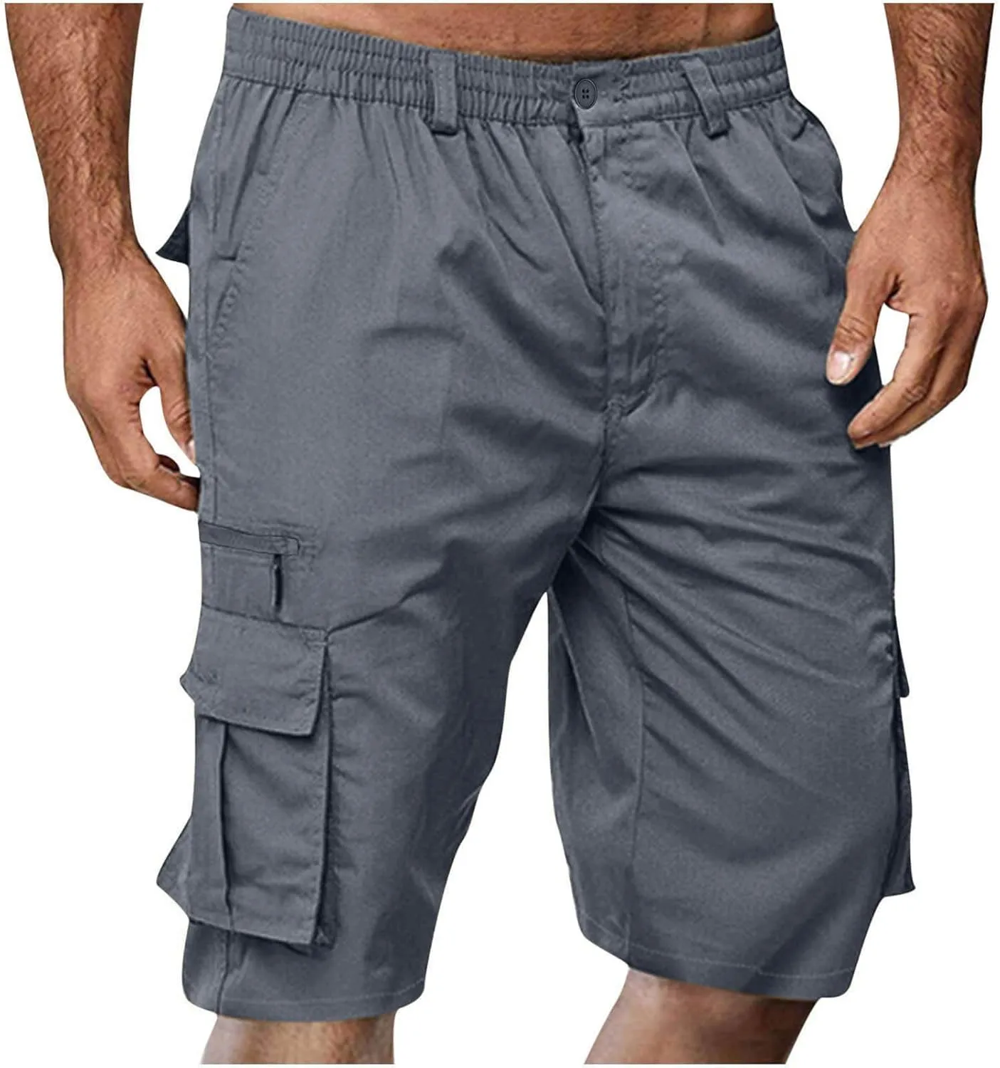 Men's Cargo Shorts Multi Pocket Outdoor Adventure Casual Elastic Waistband Breathable Summer Travel Shorts