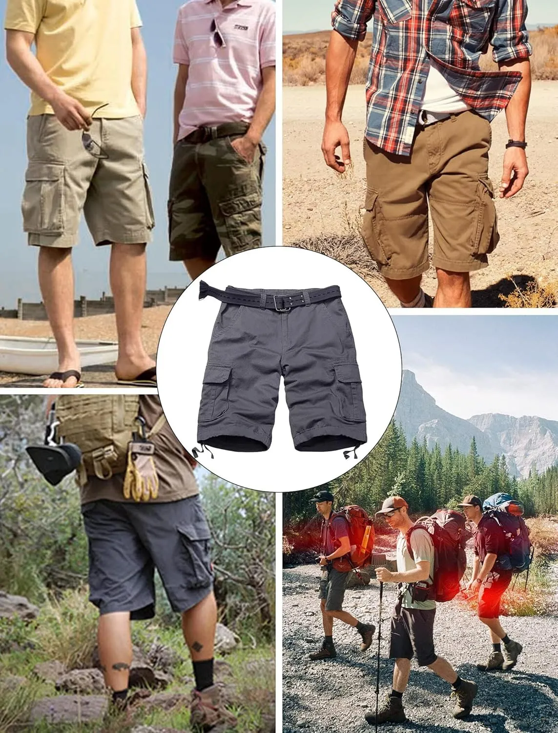Mens Cargo Shorts Relaxed Fit Camo Casual Shorts Multi-Pocket Work Shorts with Pockets 11" Inseam