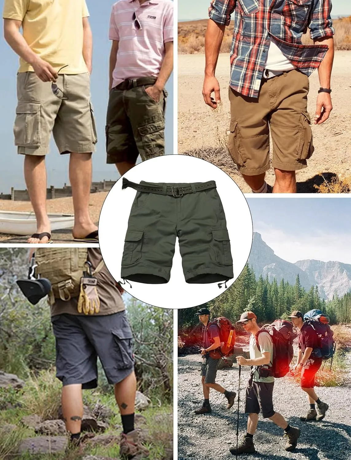 Mens Cargo Shorts Relaxed Fit Camo Casual Shorts Multi-Pocket Work Shorts with Pockets 11" Inseam