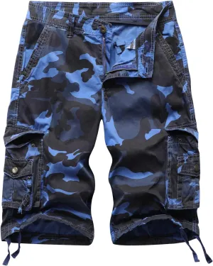 Mens Cargo Shorts Twill Cotton Multi Pocket Relaxed Fit Below Knee Camo Cargo Shorts for Men