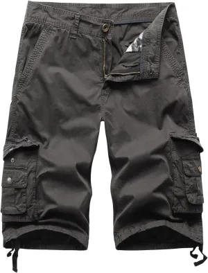 Mens Cargo Shorts Twill Cotton Multi Pocket Relaxed Fit Below Knee Camo Cargo Shorts for Men