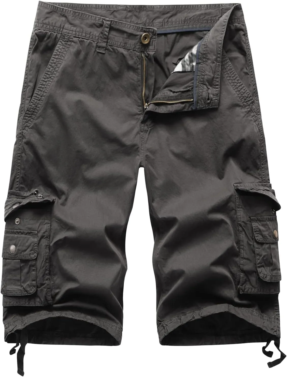 Mens Cargo Shorts Twill Cotton Multi Pocket Relaxed Fit Below Knee Camo Cargo Shorts for Men