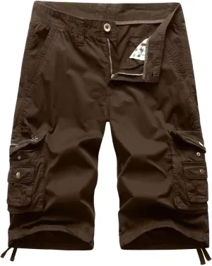 Mens Cargo Shorts Twill Cotton Multi Pocket Relaxed Fit Below Knee Camo Cargo Shorts for Men