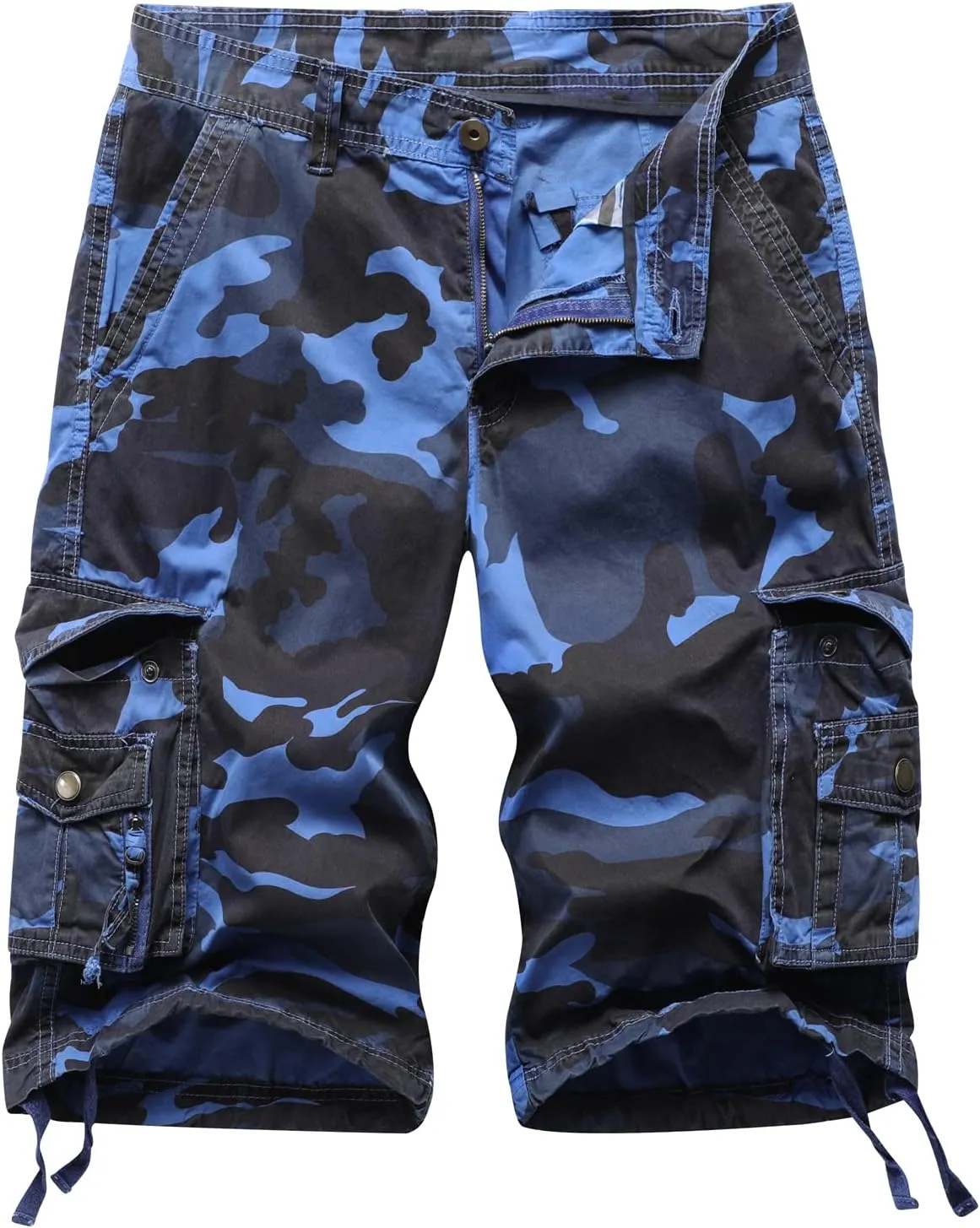 Mens Cargo Shorts Twill Cotton Multi Pocket Relaxed Fit Below Knee Camo Cargo Shorts for Men