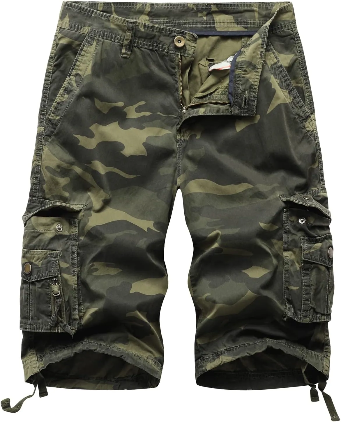 Mens Cargo Shorts Twill Cotton Multi Pocket Relaxed Fit Below Knee Camo Cargo Shorts for Men