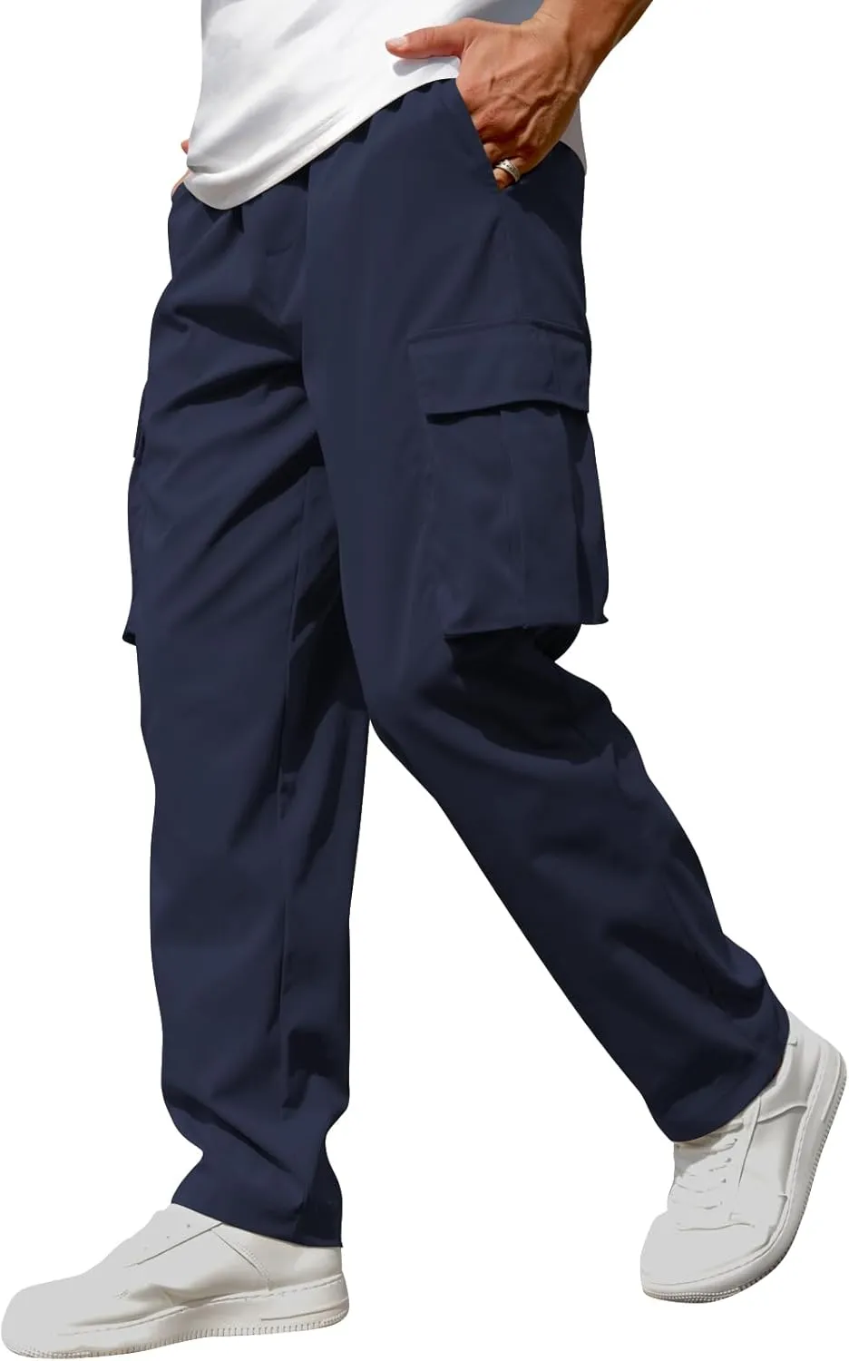 Men's Casual Cargo Sweatpants Waist Drawstring Joggers Tactical Loose Fit Pants for Men with Multi Pockets