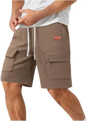 Mens Casual Summer Shorts Cargo Design Lightweight Stretch Waist Multi Pocket Outdoor Lounge Wear