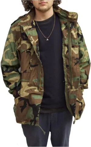 Mens Cotton M65 Coat Jacket | Olive Greene US Army Field Multi Pocket Coat
