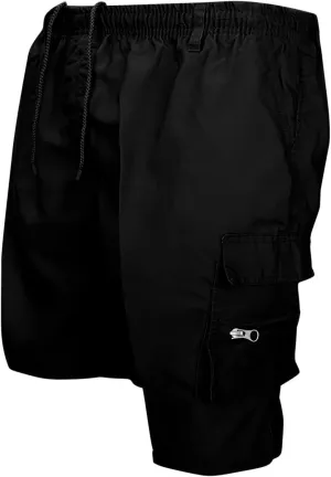 Men's Elastic Waist Shorts Drawstring Casual Outdoor Activities Cargo Shorts Baggy Work Short Pants with Multi Pocket