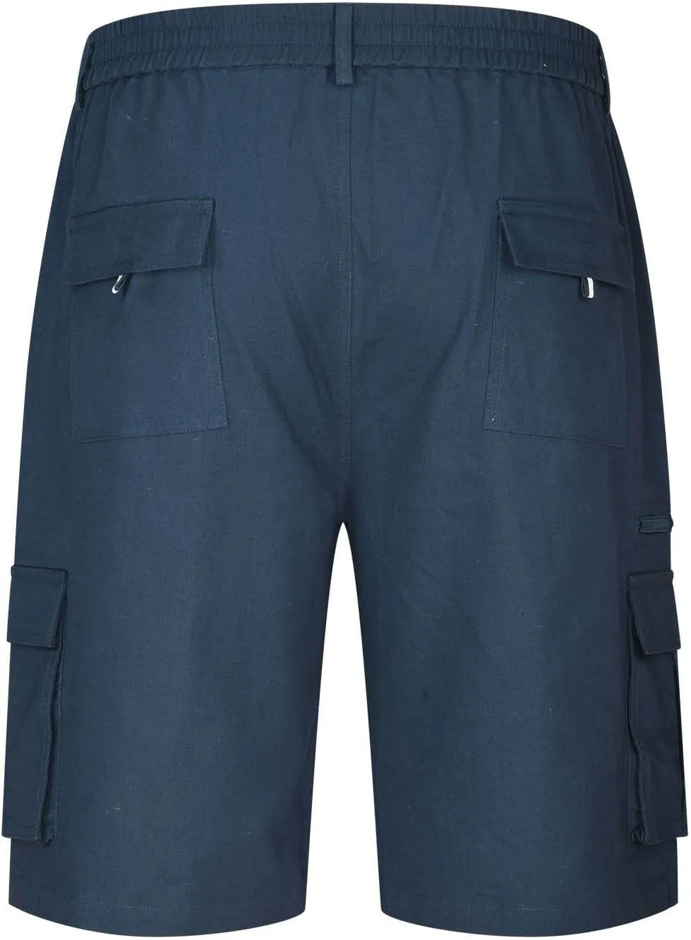 Men's Fashion Button Zipper Cropped Pants Casual Shorts High Elastic Waist Multi-Pocket Straight Leg Comfy Leggings