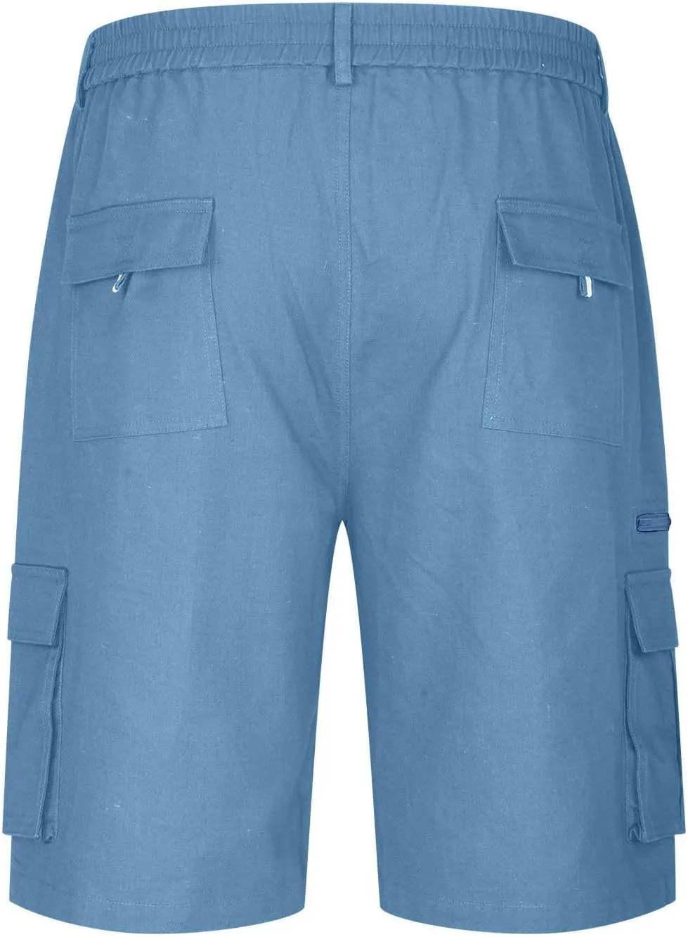Men's Fashion Button Zipper Cropped Pants Casual Shorts High Elastic Waist Multi-Pocket Straight Leg Comfy Leggings