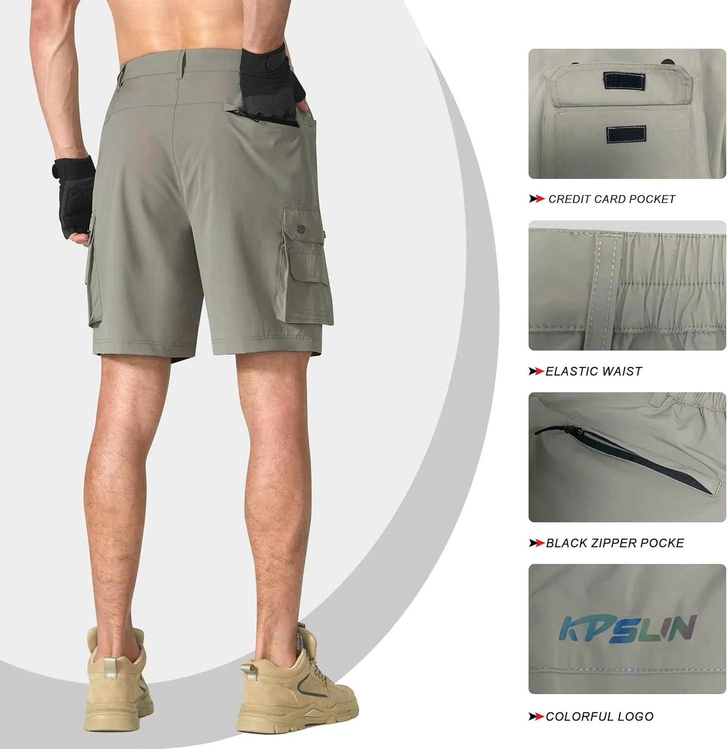 Mens Golf Shorts Quick Dry Casual Cargo Hiking Work Shorts with Multi Pocket for Travel Fishing Tactical