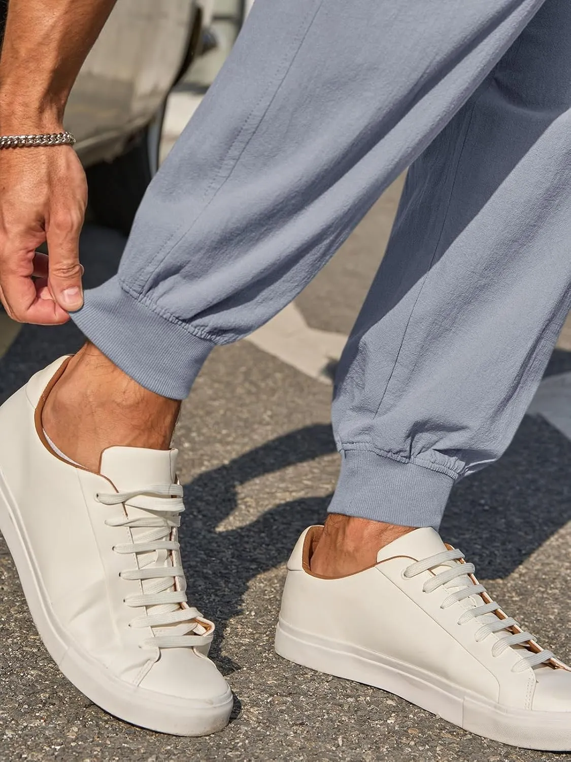 Men's Joggers Pants Casual Baggy Cotton Drawstring Tapered Sweatpants Cargo Hippie Loose Fit Trousers with Multi-Pocket